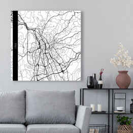 Obraz na płótnie Mapy miast świata - Graz - biała