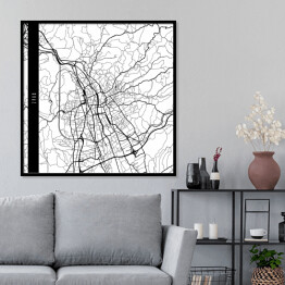 Plakat w ramie Mapy miast świata - Graz - biała