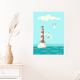 Plakat Nad wodą - latarnia morska 