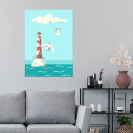 Plakat samoprzylepny Nad wodą - latarnia morska 