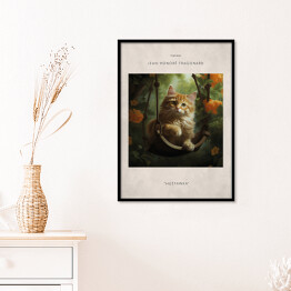 Plakat w ramie Kot portret inspirowany sztuką - Jean Honore Fragonard "Huśtawka"