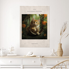 Plakat Kot portret inspirowany sztuką - Jean Honore Fragonard "Huśtawka"