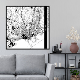 Plakat w ramie Mapy miast świata - Helsinki - biała