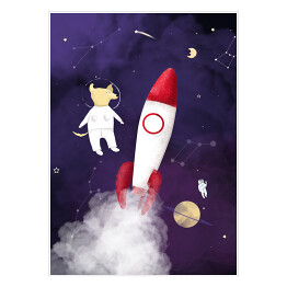 Plakat samoprzylepny Rakieta w kosmosie - ilustracja
