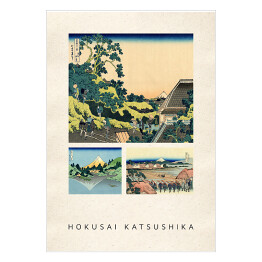 Plakat samoprzylepny Hokusai Katsushika. Krajobrazy - reprodukcje z napisem. Plakat z passe partout