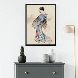 Obraz w ramie Portret kobiety w kimono. Hokusai Katsushika. Reprodukcja