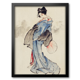 Obraz w ramie Portret kobiety w kimono. Hokusai Katsushika. Reprodukcja