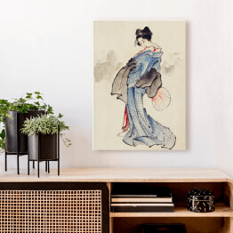 Obraz na płótnie Portret kobiety w kimono. Hokusai Katsushika. Reprodukcja