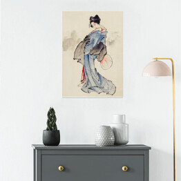 Plakat samoprzylepny Portret kobiety w kimono. Hokusai Katsushika. Reprodukcja
