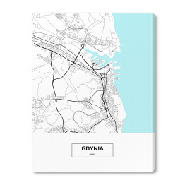 Obraz na płótnie Mapa Gdyni z podpisem na białym tle z podpisem na czarnym tle