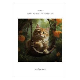 Plakat samoprzylepny Kot portret inspirowany sztuką - Jean Honore Fragonard