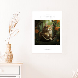 Plakat samoprzylepny Kot portret inspirowany sztuką - Jean Honore Fragonard