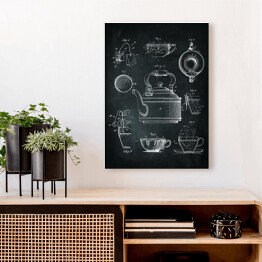 Obraz klasyczny Rytuał parzenia herbaty. Czarno biały plakat patentowy 