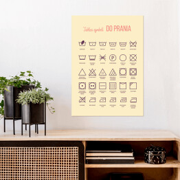 Plakat samoprzylepny Tablica symboli do prania na beżowym tle