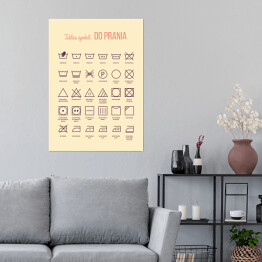 Plakat Tablica symboli do prania na beżowym tle