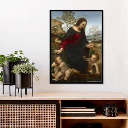 Plakat w ramie Leonardo da Vinci "Madonna z Dzieciątkiem i Św. Janem Chrzcicielem" - reprodukcja