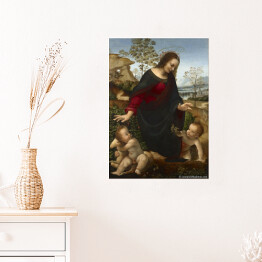 Plakat samoprzylepny Leonardo da Vinci "Madonna z Dzieciątkiem i Św. Janem Chrzcicielem" - reprodukcja