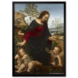 Plakat w ramie Leonardo da Vinci "Madonna z Dzieciątkiem i Św. Janem Chrzcicielem" - reprodukcja