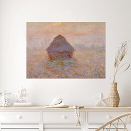 Plakat samoprzylepny Claude Monet "Grainstack, słońce we mgle" - reprodukcja