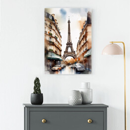 Obraz klasyczny Wieża Eiffla. Akwarela krajobraz Paryża