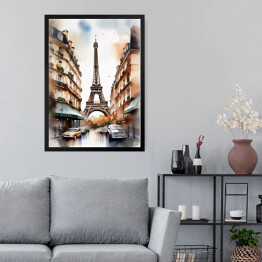 Obraz w ramie Wieża Eiffla. Akwarela krajobraz Paryża