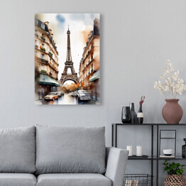 Obraz klasyczny Wieża Eiffla. Akwarela krajobraz Paryża