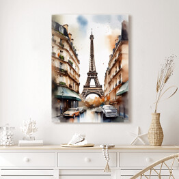 Obraz na płótnie Wieża Eiffla. Akwarela krajobraz Paryża