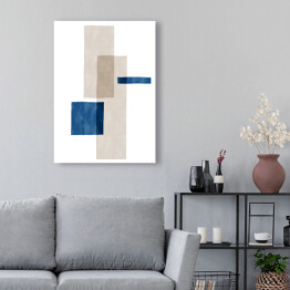 Obraz na płótnie Duże beżowe i niebieskie abstrakcyjne czworokąty
