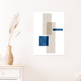 Plakat samoprzylepny Duże beżowe i niebieskie abstrakcyjne czworokąty