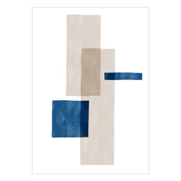 Plakat Duże beżowe i niebieskie abstrakcyjne czworokąty