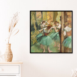Plakat w ramie Edgar Degas Tancerki w różu i zieleni. Reprodukcja obrazu