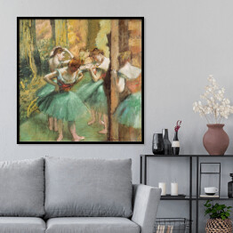 Plakat w ramie Edgar Degas Tancerki w różu i zieleni. Reprodukcja obrazu