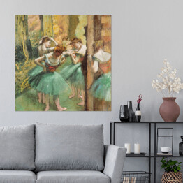 Plakat samoprzylepny Edgar Degas Tancerki w różu i zieleni. Reprodukcja obrazu