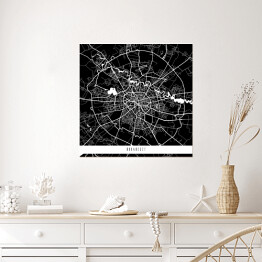 Plakat samoprzylepny Mapy miast świata - Bukareszt - czarna
