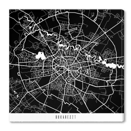 Obraz na płótnie Mapy miast świata - Bukareszt - czarna