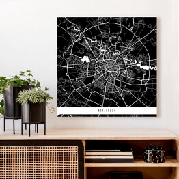 Obraz na płótnie Mapy miast świata - Bukareszt - czarna