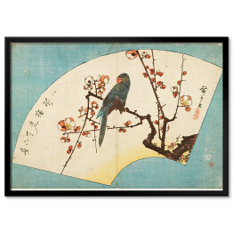 Plakat w ramie Utugawa Hiroshige Papuga na Kwitnącej śliwce. Reprodukcja