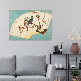 Plakat Utugawa Hiroshige Papuga na Kwitnącej śliwce. Reprodukcja