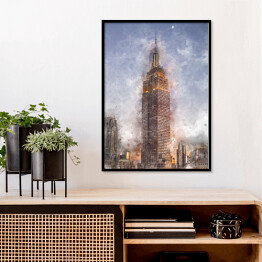 Plakat w ramie Nowy Jork - Empire State Building - akwarela