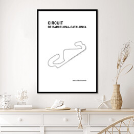 Plakat w ramie Circuit de Barcelona-Catalunya - Tory wyścigowe Formuły 1 - białe tło