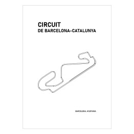 Plakat Circuit de Barcelona-Catalunya - Tory wyścigowe Formuły 1 - białe tło