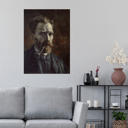 Plakat Vincent van Gogh Autoportret z fajką. Reprodukcja