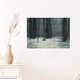 Plakat samoprzylepny Lasy zimą John F. Carlson. Reprodukcja obrazu