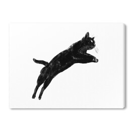 Obraz na płótnie Czarny kot podczas skoku