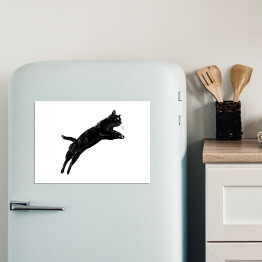 Magnes dekoracyjny Czarny kot podczas skoku