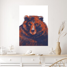 Plakat samoprzylepny Niedźwiedź na jasnym tle