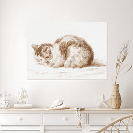 Plakat samoprzylepny Jean Bernard Leżący kot Reprodukcja w stylu vintage