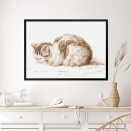 Obraz w ramie Jean Bernard Leżący kot Reprodukcja w stylu vintage