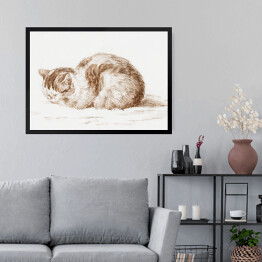 Obraz w ramie Jean Bernard Leżący kot Reprodukcja w stylu vintage