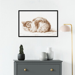 Plakat w ramie Jean Bernard Leżący kot Reprodukcja w stylu vintage